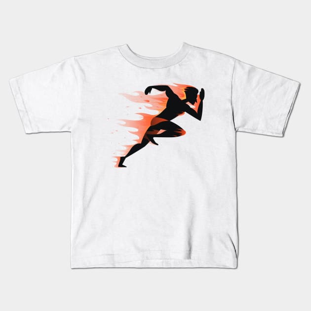 Runner Fire Kids T-Shirt by Mako Design 